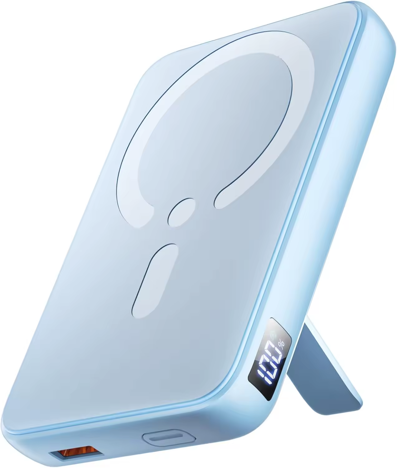 Magnetic Power Bank 10000Mah Wireless Portable Charger with USB-C Cable LED Display Foldable Battery Pack for Iphone 16/15/14/13/12/Pro/Pro Max Series Charging Compact Silicone Black